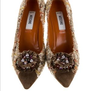 Authentic Moschino tweed pumps w/ crystals